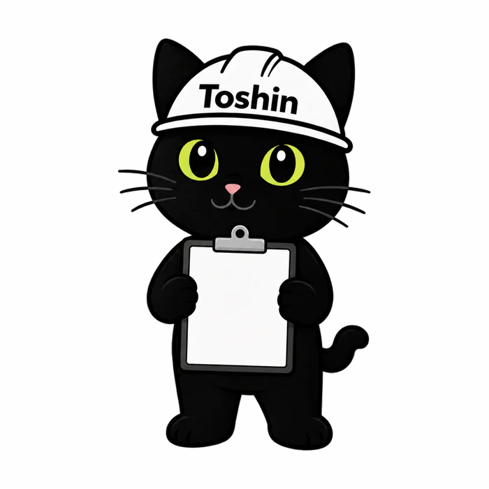 施工記録の見方をご案内する東伸の黒猫