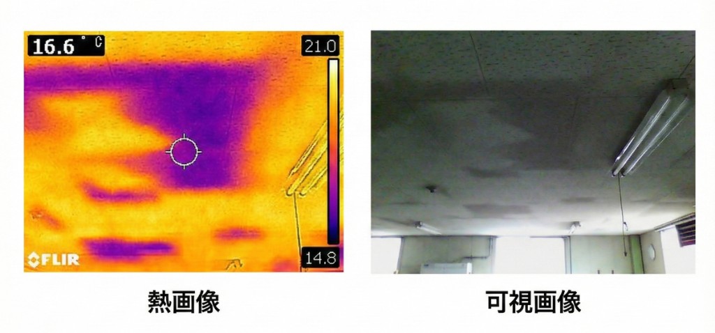 サーモグラフィー調査（熱画像・可視画像の比較）